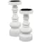 White Wood Turned Style Pillar Candle Holder Set